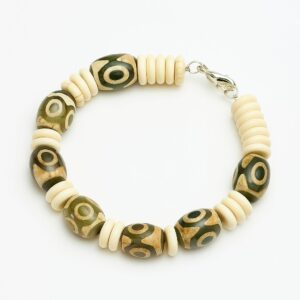 Pulseira de agata dzi e howlita
